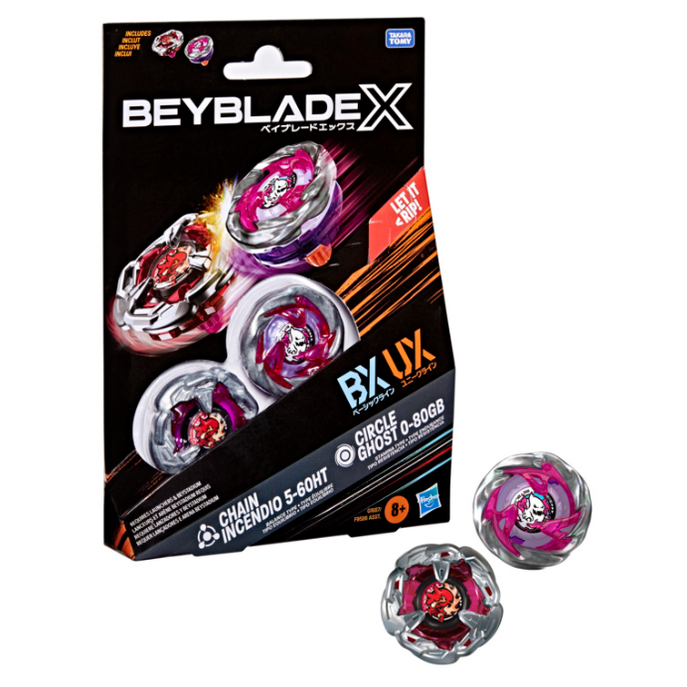 Beyblade X Circle Ghost 0-80GB & Chain Incendio 5-60HT Dual Battling Top Pack Set