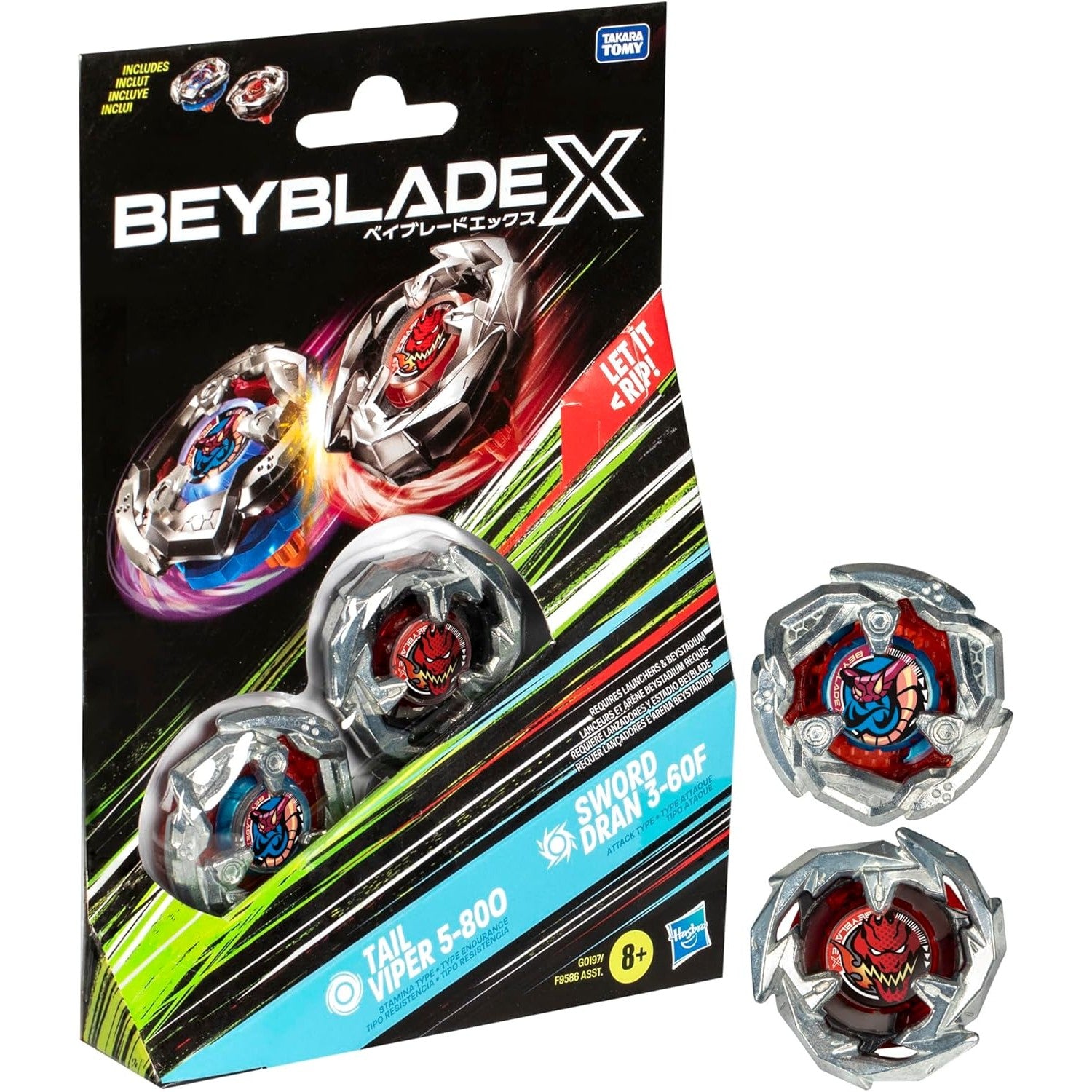 BEYBLADE-X - DUAL PACK - WAVE 1 - PEZZO SINGOLO - TAIL VIPER SWORD DRAN