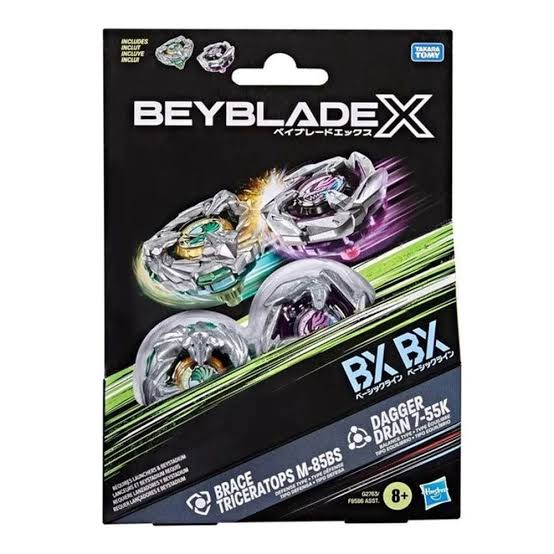 BEYBLADE-X - DUAL PACK - BRACE TRICERATOPS M-85BS & DAGGER DRAN 7-55K