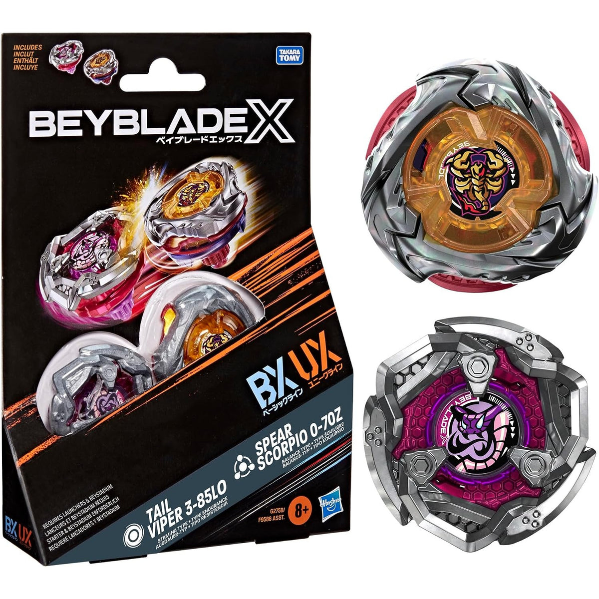 BEYBLADE-X - DUAL PACK - SPEAR SCORPIO 0-70Z & TAIL VIPER 3 85LO