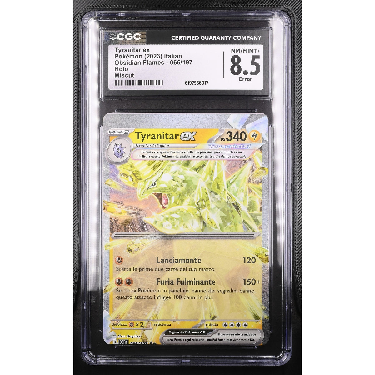Tyranitar ex (OBF 066) - CGC 8.5 POP1 - ERROR CARD MISCUT