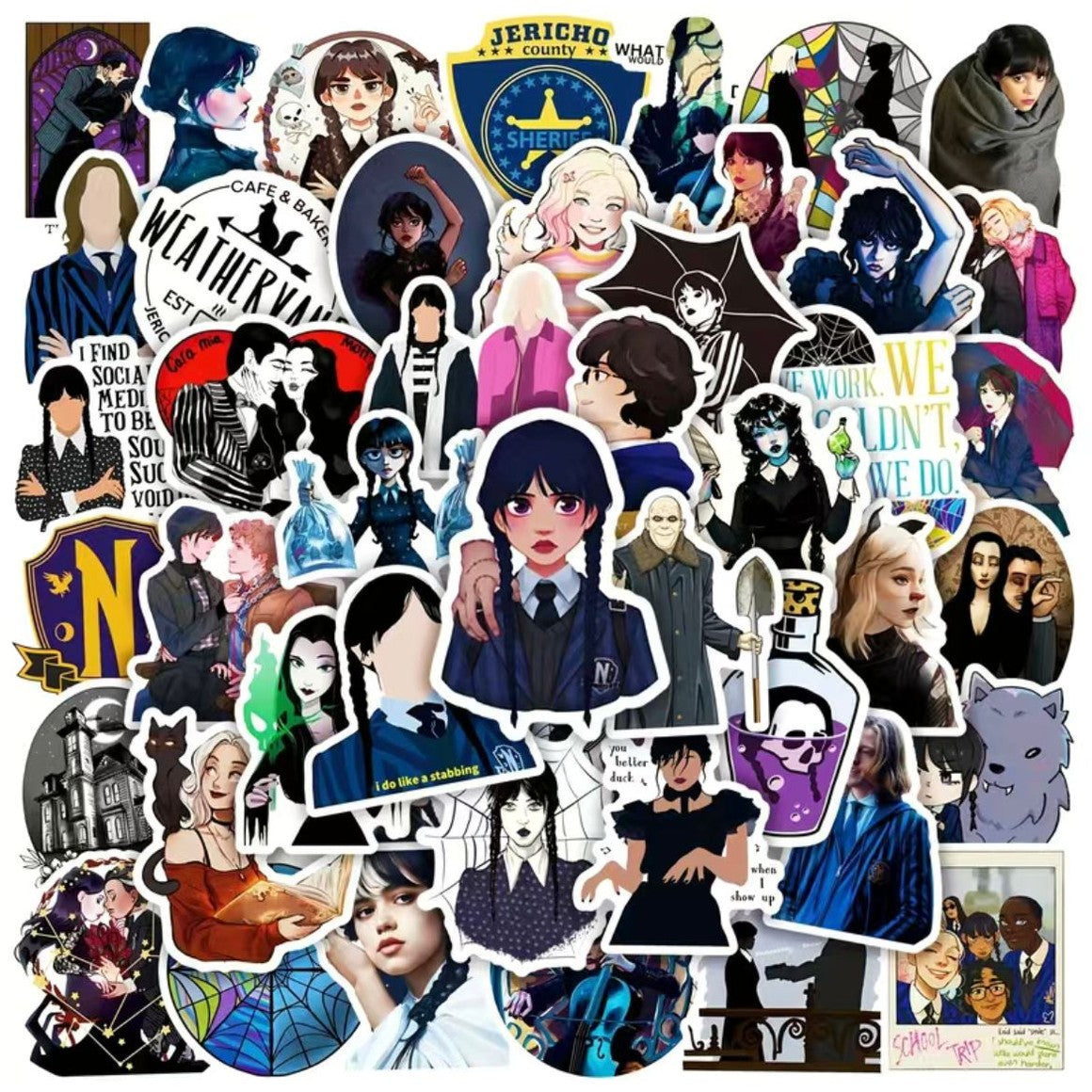 Sticker Pack - Mercoledì Addams (10, 15 o 20 sticker)